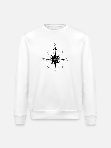 Wind Rose - compass - retro - Stanley/Stella ROLLER Unisex Organic Sweatshirt - white