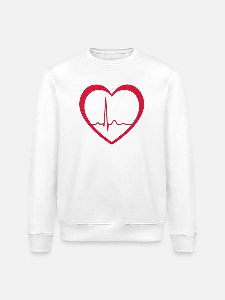 Heartbeat ECG Line Medical Pulse Wave Icon Vector - Stanley/Stella ROLLER Unisex Organic Sweatshirt - white