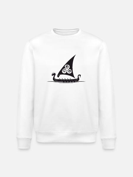 Viking Ship Triskel Sail - Stanley/Stella ROLLER Unisex Organic Sweatshirt - white