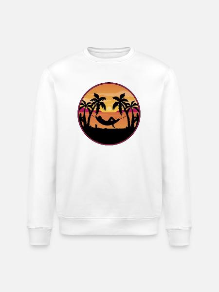 Palm Trees Hammock Sunset - Stanley/Stella ROLLER Unisex Organic Sweatshirt - white