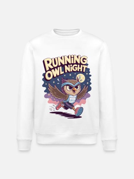 Running Owl Night - Stanley/Stella ROLLER Unisex Organic Sweatshirt - white