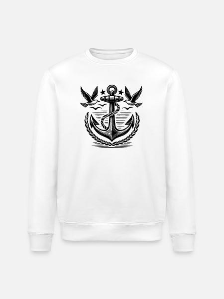 Anchor Seagulls Logo - Stanley/Stella ROLLER Unisex Organic Sweatshirt - white