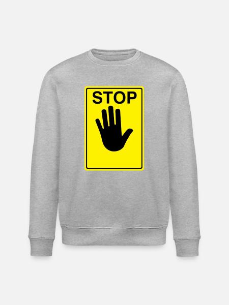 Stop Sign Logo - Stanley/Stella ROLLER Unisex Organic Sweatshirt - heather grey