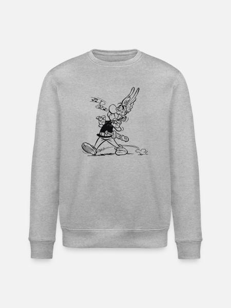 Asterix & Obelix - Asterix singt - Stanley/Stella Unisex Bio-Sweatshirt ROLLER - Grau meliert