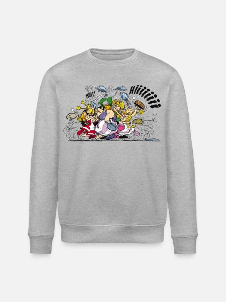 Asterix & Obelix Fight - Stanley/Stella ROLLER Unisex Organic Sweatshirt - heather grey