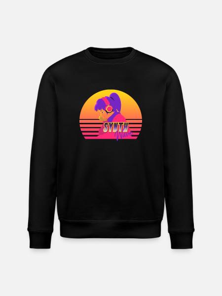 Synthwave Girl - Stanley/Stella ROLLER Unisex Organic Sweatshirt - black
