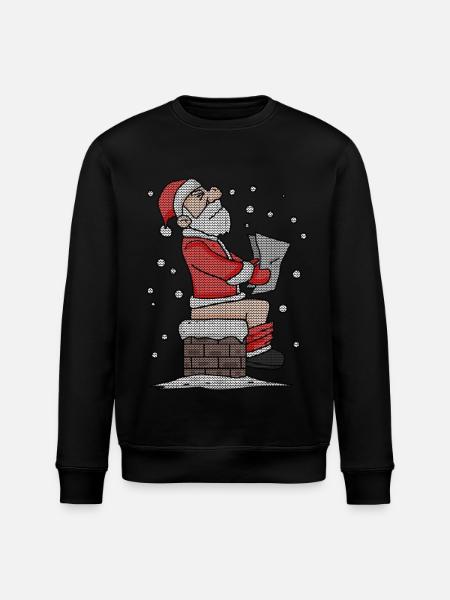 Père Noël assis sur la cheminée drôle - Sweat bio ROLLER Stanley/Stella Unisexe - noir