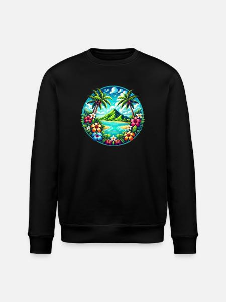 Caribbean Island Logo - Stanley/Stella ROLLER Unisex Organic Sweatshirt - black