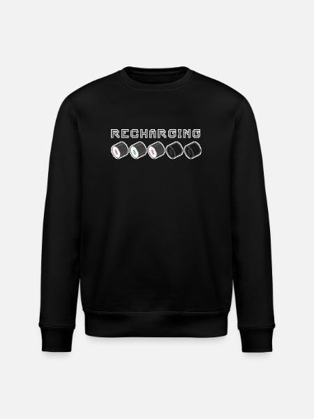 Recharging Pixel Sushi - Stanley/Stella ROLLER Unisex Organic Sweatshirt - black
