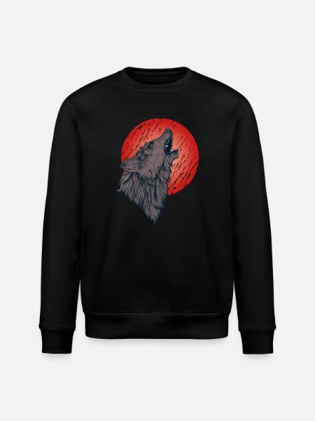 Howling wolf, full moon - Stanley/Stella ROLLER Unisex Organic Sweatshirt - black