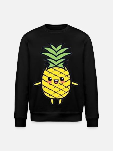 Cheerful Pineapple Cartoon Charm - Stanley/Stella ROLLER Unisex Organic Sweatshirt - black