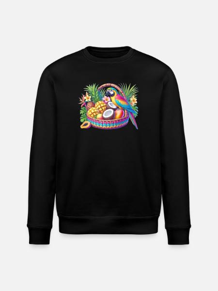 Obstkorb mit Papagei - Stanley/Stella Unisex Bio-Sweatshirt ROLLER - Schwarz
