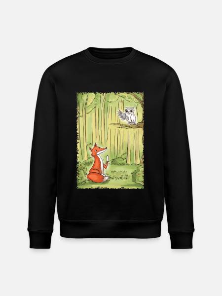Waldgespräch: Fuchs und Eule - Stanley/Stella Unisex Bio-Sweatshirt ROLLER - Schwarz