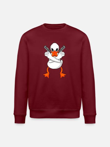 Duck with gun - Stanley/Stella ROLLER Unisex Organic Sweatshirt - burgundy