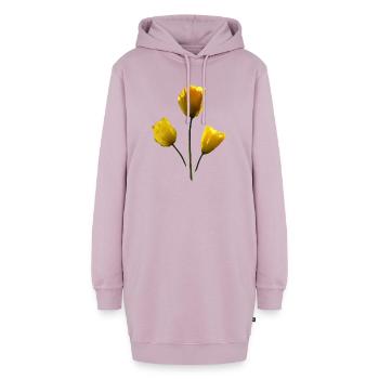 gelbe Mohnblumen gelber Mohn - Hoodie-Kleid - Altrosa - Vorne - AI Model Female 172 light (172cm)