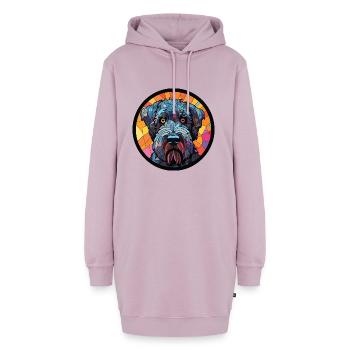 Schwarz Russischer Terrier Hunderasse Aquarellglas - Hoodie-Kleid - Altrosa - Vorne - AI Model Female 172 light (172cm)