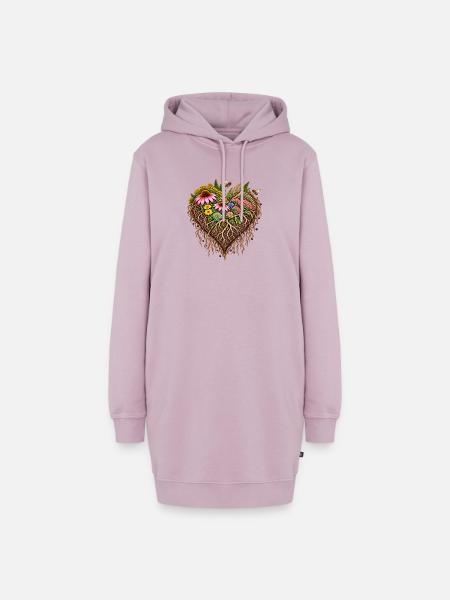 Wurzelherz Blumenpracht - Hoodie-Kleid - Altrosa