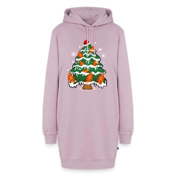 Weihnachten Franzbrötchen Weihnachtsbaum - Hoodie-Kleid - Altrosa - Vorne - AI Model Female 172 light (172cm)