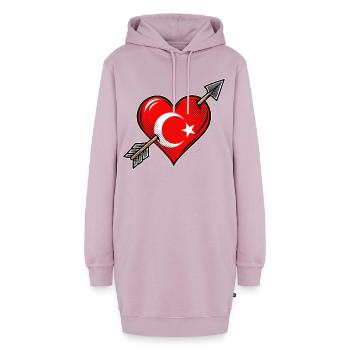 Türkei Flagge Herz mit Pfeil - Hoodie-Kleid - Altrosa - Vorne - AI Model Female 172 light (172cm)