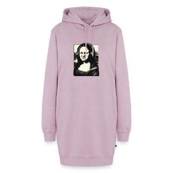 Mona Lisa Kopfhörer Parodie - Hoodie-Kleid - Altrosa - Vorne - AI Model Female 172 light (172cm)