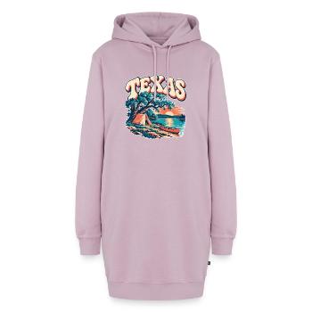 Texas Sunset Camping am See - Hoodie-Kleid - Altrosa - Vorne - AI Model Female 172 light (172cm)