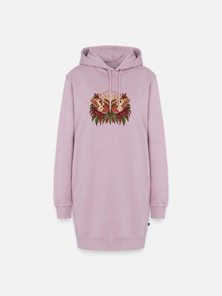 Mondmotte im Blütenkranz - Hoodie-Kleid - Altrosa