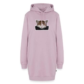 Schlafende rot-weiße Katze - Hoodie-Kleid - Altrosa - Vorne - AI Model Female 172 light (172cm)
