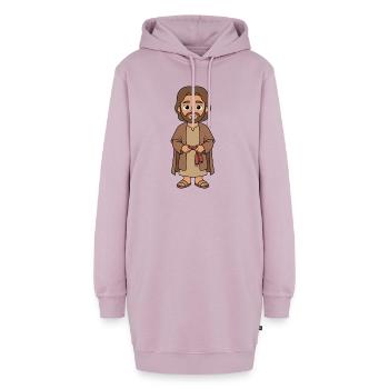 Jesus Cartoon  - Hoodie-Kleid - Altrosa - Vorne - AI Model Female 172 light (172cm)