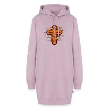Cyber Neon Holzkreuz & Korpus – Mystisches Gothic  - Hoodie-Kleid - Altrosa - Vorne - AI Model Female 172 light (172cm)
