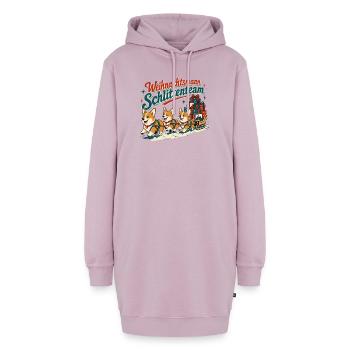 Weihnachts Schlittenteam Corgis - Hoodie-Kleid - Altrosa - Vorne - AI Model Female 172 light (172cm)