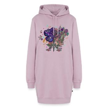 Kosmischer Rosennebelstrauß - Hoodie-Kleid - Altrosa - Vorne - AI Model Female 172 light (172cm)