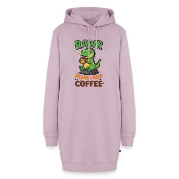 Rawr bedeutet, ich brauche Kaffee – Dino - Hoodie-Kleid - Altrosa - Vorne - AI Model Female 172 light (172cm)