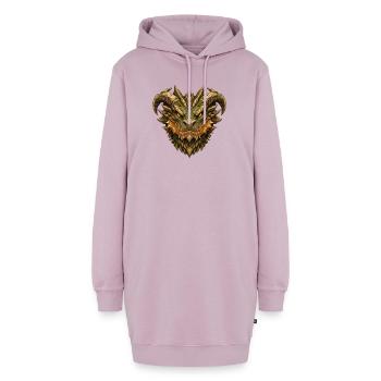 Steindrache – Mächtiger Drachenkopf aus Fels - Hoodie-Kleid - Altrosa - Vorne - AI Model Female 172 light (172cm)