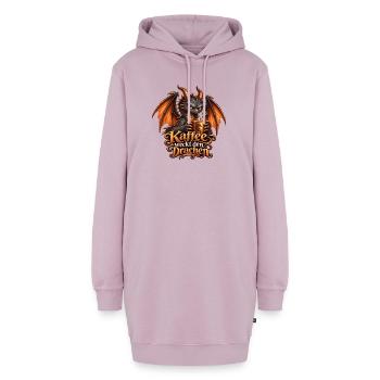 Kaffee weckt den Drachen – Lustiger Drache - Hoodie-Kleid - Altrosa - Vorne - AI Model Female 172 light (172cm)