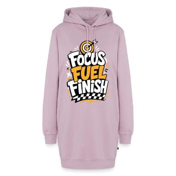 Focus Fuel Finish – Zielscheibe und Zielflagge - Hoodie-Kleid - Altrosa - Vorne - AI Model Female 172 light (172cm)