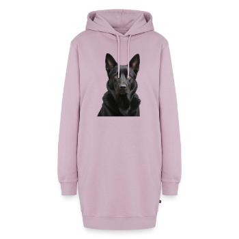 Schwarzer Schäferhund Portrait - Hoodie-Kleid - Altrosa - Vorne - AI Model Female 172 light (172cm)