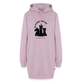 Schach Spruch – Egal wie mächtig der König war - Hoodie-Kleid - Altrosa - Vorne - AI Model Female 172 light (172cm)