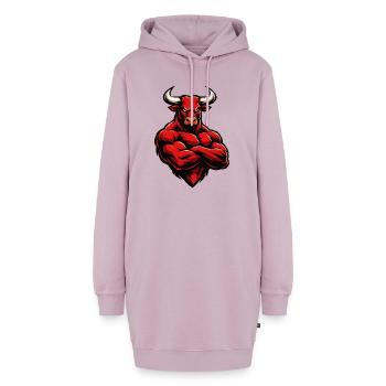 Roter Stier Muskelheld - Hoodie-Kleid - Altrosa - Vorne - AI Model Female 172 light (172cm)