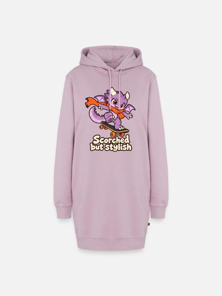 Verbrannt, aber stilvoll – Skateboarding Dragon - Hoodie-Kleid - Altrosa
