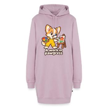 Ein Werk in Pawgress – Lustiges Gemälde des Hundes - Hoodie-Kleid - Altrosa - Vorne - AI Model Female 172 light (172cm)