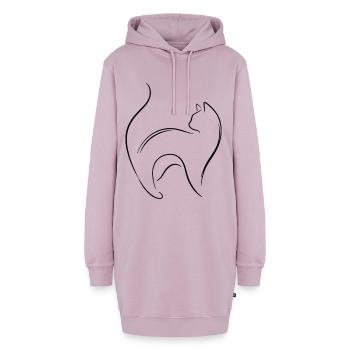 Minimalistische Katze – Abstrakte Katzenlinienzeichnung - Hoodie-Kleid - Altrosa - Vorne - AI Model Female 172 light (172cm)