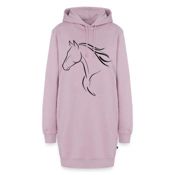 Fließende Mähne – Minimalistische Pferdelinienkunst - Hoodie-Kleid - Altrosa - Vorne - AI Model Female 172 light (172cm)