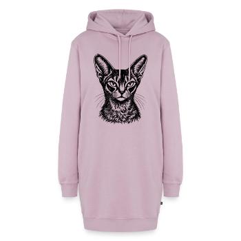 Orientalisch Kurzhaar – Black Ink Katzenporträt - Hoodie-Kleid - Altrosa - Vorne - AI Model Female 172 light (172cm)