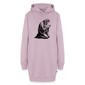 Jesus kniend und betend - Hoodie-Kleid - Altrosa - Vorne - AI Model Female 172 light (172cm)