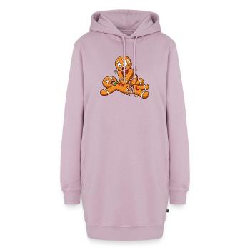 Lebkuchen Chaos: Zerrissenes Kekspaar - Hoodie-Kleid - Altrosa - Vorne - AI Model Female 172 light (172cm)