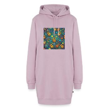 Psychedelische Gitarre Im 60er Hippie Stil - Hoodie-Kleid - Altrosa - Vorne - AI Model Female 172 light (172cm)
