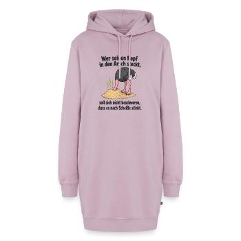 Kopf in Sand steck‘ - Spruch - Hoodie-Kleid - Altrosa - Vorne - AI Model Female 172 light (172cm)