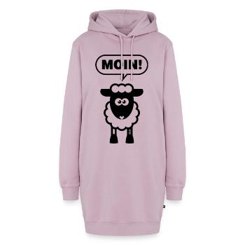 Moin! (Schaf / White / Lamm / Plattdeutsch / POS) - Hoodie-Kleid - Altrosa - Vorne - AI Model Female 172 light (172cm)