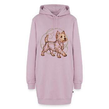 West Highland White Terrier - Hoodie-Kleid - Altrosa - Vorne - AI Model Female 172 light (172cm)