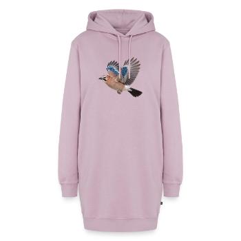 Eichelhäher im Flug – Waldvogel mit blauen Federn - Hoodie-Kleid - Altrosa - Vorne - AI Model Female 172 light (172cm)